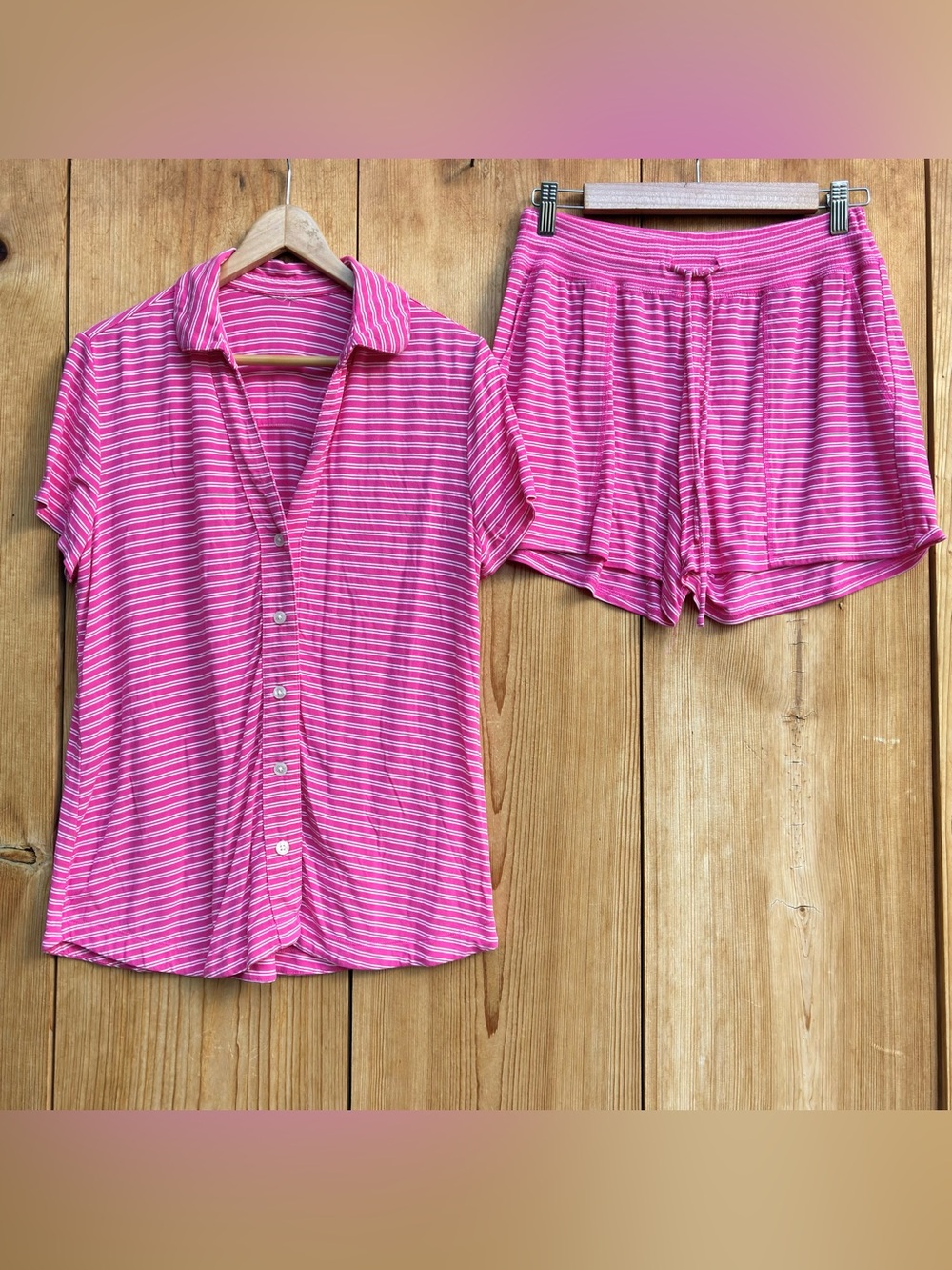 Soma Striped Pink Shorty Pajama Set Sz Small
